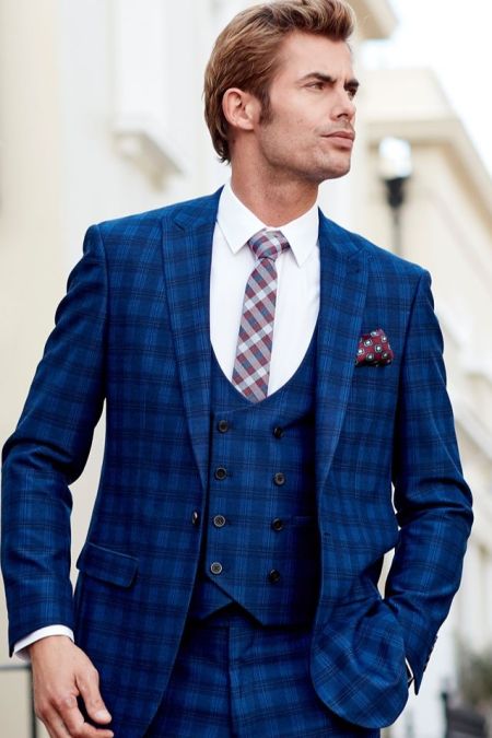 Slim fit sale tartan suit