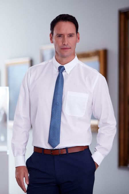 white collar oxford shirt